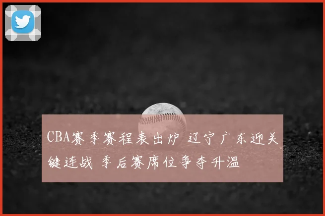 CBA赛季赛程表出炉 辽宁广东迎关键连战 季后赛席位争夺升温